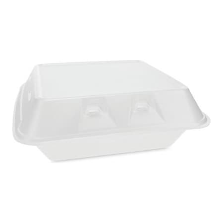 United Stationers Supply Pactiv Evergreen SmartLock Container w/ 3 Comp., 9-1/4inL x 9inW x 3-1/4inH, White, Pack of 150 YHLWV9030000
